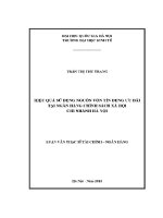 Luận văn thạc sĩ hiệu quả sử dụng nguồn vốn tín dụng Ưu Đãi tại ngân hàng chính sách xã hội chi nhánh hà nội