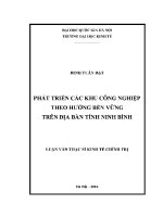 Luận văn thạc sĩ phát triển các khu công nghiệp theo hướng bền vững trên Địa bàn tỉnh ninh bình