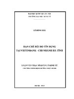 Luận văn thạc sĩ hạn chế rủi ro tín dụng tại vietinbank chi nhánh hà tĩnh