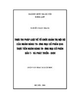 Luận văn thạc sĩ thực thi pháp luật về tổ chức quản trị nội bộ của ngân hàng thương mại cổ phần qua thực tiễn ngân hàng thương mại cổ phần Đầu tư và phát triển bidv