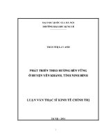 Luận văn thạc sĩ phát triển theo hướng bền vững Ở huyện yên khánh tỉnh ninh bình