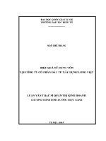 Luận văn thạc sĩ hiệu quả sử dụng vốn tại công ty cổ phần Đầu tư xây dựng long việt