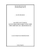 Luận văn thạc sĩ hạn chế và xử lý nợ xấu tại ngân hàng nông nghiệp và phát triển nông thôn việt nam chi nhánh hà tây