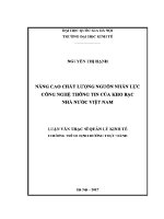 Luận văn thạc sĩ nâng cao chất lượng nguồn nhân lực công nghệ thông tin của kho bạc nhà nước việt nam