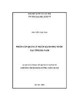 Luận văn thạc sĩ phân cấp quản lý ngân sách nhà nước tại tỉnh hà nam