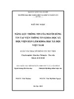 Luận văn thạc sĩ năng lực thông tin của người dùng tin tại viện thông tin khoa học xã hội việt nam viện hàn lâm khoa học xã hội việt nam