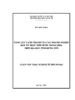 Luận văn thạc sĩ năng lực cạnh tranh của các doanh nghiệp Đầu tư trực tiếp nước ngoài fdi trên Địa bàn tỉnh hưng yên