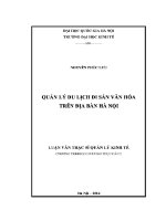 Luận văn thạc sĩ quản lý du lịch di sản văn hóa trên Địa bàn hà nội
