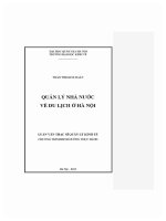 Luận văn thạc sĩ quản lý nhà nước về du lịch Ở hà nội