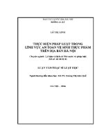 Luận văn thạc sĩ thực hiện pháp luật trong lĩnh vực an toàn vệ sinh thực phẩm trên Địa bàn hà nội