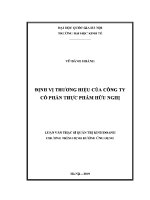 Luận văn thạc sĩ Định vị thương hiệu của công ty cổ phần thực phẩm hữu nghị