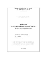 Luận văn thạc sĩ hoàn thiện công tác Đào tạo nguồn nhân lực tại khách sạn hà nội daewoo