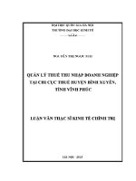 Luận văn thạc sĩ quản lý thuế thu nhập doanh nghiệp tại chi cục thuế huyện bình xuyên tỉnh vĩnh phúc