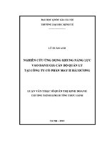 Luận văn thạc sĩ nghiên cứu Ứng dụng khung năng lực vào Đánh giá cán bộ quản lý tại công ty cổ phần may ii hải dương