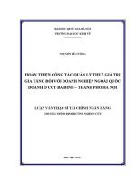 Luận văn thạc sĩ hoàn thiện công tác quản lý thuế giá trị gia tăng Đối với doanh nghiệp ngoài quốc doanh Ở chi cục thuế ba Đình thành phố hà nội