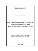Luận văn thạc sĩ quản lý dịch vụ khách hàng tại ngân hàng tmcp phát triển thành phố hồ chí minh chi nhánh hà tĩnh