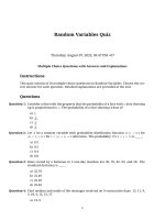 Bộ câu hỏi random variables  xác suất thống kê