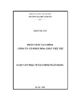 Luận văn thạc sĩ phân tích tài chính công ty cổ phần hóa chất việt trì