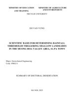 tóm tắt tiếng anh NGHIÊN CỨU CƠ SỞ KHOA HỌC XÁC ĐỊNH NGƯỠNG MƯA KÍCH HOẠT TRƯỢT NÔNG Ở KHU VỰC THUNG LŨNG MƯỜNG HOA, THỊ XÃ SA PA