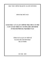 Tóm Tắt GIÁO DỤC LÝ LUẬN CHÍNH TRỊ CHO CÁN BỘ CẤP CƠ SỞ THEO TƯ TƯỞNG HỒ CHÍ MINH Ở THÀNH PHỐ HÀ NỘI HIỆN NAY