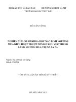 tóm tắt  NGHIÊN CỨU CƠ SỞ KHOA HỌC XÁC ĐỊNH NGƯỠNG MƯA KÍCH HOẠT TRƯỢT NÔNG Ở KHU VỰC THUNG LŨNG MƯỜNG HOA, THỊ XÃ SA PA