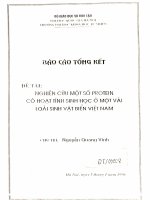Dt 00008 nghiên cứu một số protein có hoạt tính sinh học Ở một vài loài sinh vật biển việt nam