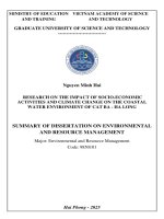 tóm tắt tiếng anh NGHIÊN CỨU ẢNH HƯỞNG CỦA CÁC HOẠT ĐỘNG KINH TẾ XÃ HỘI VÀ BIẾN ĐỔI KHÍ HẬU ĐẾN MÔI TRƯỜNG NƯỚC VEN BỜ CÁT BÀ HẠ LONG