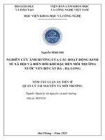 tóm tắt NGHIÊN CỨU ẢNH HƯỞNG CỦA CÁC HOẠT ĐỘNG KINH TẾ XÃ HỘI VÀ BIẾN ĐỔI KHÍ HẬU ĐẾN MÔI TRƯỜNG NƯỚC VEN BỜ CÁT BÀ HẠ LONG