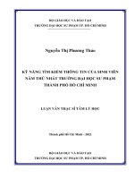 Luận văn thạc sĩ Tâm lý học: Kỹ năng tìm kiếm thông tin của sinh viên năm thứ nhất trường Đại học Sư phạm thành phố Hồ Chí Minh