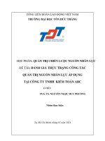 Đề tài Đánh giá thực trạng công tác quản trị nguồn nhân lực Áp dụng tại công ty tnhh kiểm toán abc