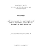 Luận văn thạc sĩ Quản lý kinh tế: Phân tích các nhân tố ảnh hưởng đến quyết định lựa chọn nơi khám, chữa bệnh của người dân tại thành phố Thủ Đức