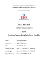 Final project pattern recognition topic sentiment analysis using naive bayes classifier