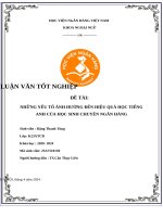 Những yếu tố Ảnh hưởng Đến hiệu quả học tiếng anh của học sinh chuyên ngân hàng