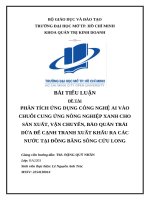 Phân tích Ứng dụng công nghệ ai vào chuỗi cung Ứng nông nghiệp xanh cho sản xuất, vận chuyển, bảo quản trái dừa Để cạnh tranh xuất khẩu ra các nước tại Đồng bằng sông cửu long