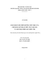 Khóa luận tốt nghiệp Thú y: Chuẩn đoán sỏi trên đường tiết niệu của chó bằng kĩ thuật siêu âm, x-quang và ghi nhận hiệu quả điều trị