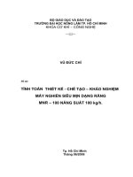 Khóa luận tốt nghiệp Cơ khí công nghệ: Tính toán thiết kế - chế tạo – khảo nghiệm máy nghiền siêu mịn dạng răng MNR – 100 năng suất 100 kg