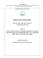 00060000675 tăng cường năng lực thương mại hóa và chuyển giao hồ sơ hệ gen (genebook) phục vụ cá thể hóa Điều trị và chăm sóc sức khỏe