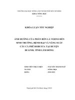 Khóa luận tốt nghiệp Nông học: Ảnh hưởng của phân bón lá Verno đến sinh trưởng, bệnh hại và năng suất cây cà phê Robusta tại huyện Di Linh, tỉnh Lâm Đồng