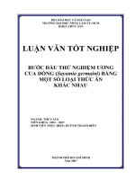 Khóa luận tốt nghiệp Nuôi trồng thủy sản: Bước đầu thử nghiệm ương cua đồng (Sayamia germaini) bằng một số loại thức ăn khác nhau