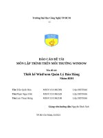 Báo cáo Đề tài môn lập trình trên môi trường window tên Đề tài thiết kế winform quản lý bán hàng