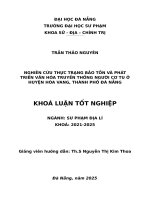 Nghiên cứu thực trạng bảo tồn và phát triển văn hóa truyền thống người cơ tu Ở huyện hòa vang, thành phố Đà nẵng