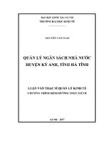 Luận văn thạc sĩ quản lý ngân sách nhà nước huyện kỳ anh tỉnh hà tĩnh