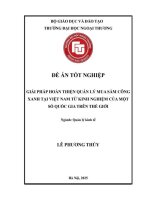 Giải pháp hoàn thiện quản lý mua sắm công xanh tại Việt Nam từ kinh nghiệm của một số quốc gia trên thế giới
