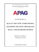 QUẢN LÝ NHÀ NƯỚC VỀ BỒI THƯỜNG, GIẢI PHÓNG MẶT BẰNG TRÊN ĐỊA BÀN QUẬN 1, THÀNH PHỐ HỒ CHÍ MINH