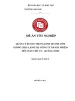 Quản lý rủi ro trong kinh doanh tôm  giống chịu lạnh tại công ty tnhh việt Úc – quảng ninh