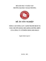 Nâng cao năng lực cạnh tranh dịch vụ vận  chuyển hàng hóa bằng Đường biển của công ty cổ phần hàng hải macs