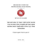Thu hút Đầu tư trực tiếp nước  ngoài vào ngành công nghiệp hỗ trợ Định hướng phát triển bền vững tại tỉnh  ninh bình