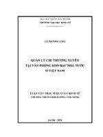 Luận văn thạc sĩ quản lý chi thường xuyên tại văn phòng kho bạc nhà nước Ở việt nam