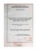 Luận văn thạc sĩ chuyển dịch cơ cấu kinh tế nông nghiệp trong tiến trình công nghiệp hoá hiện Đại hoá Ở việt nam