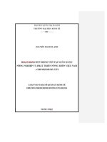 Luận văn thạc sĩ huy Động vốn tại ngân hàng nông nghiệp và phát triển nông thôn việt nam chi nhánh hà tây